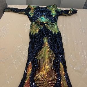 Elegant Multicolor Sequin Prom Dress